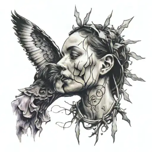 domestic violence still in love tattoo design idea