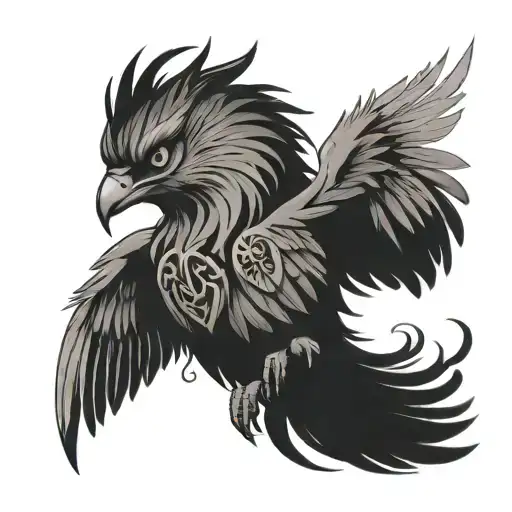 harry potter phoenix and hufflepuff tattoo design idea