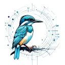 Kingfisher mixed with a tech theme revolving around hacking tattoo design idea