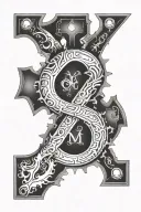 initials O+M with date 4/12/22 tattoo design idea