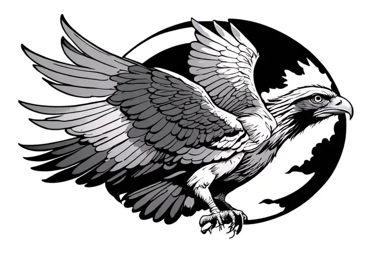 Buzzard flying bird tattoo design idea