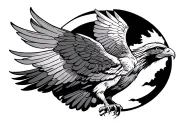 Buzzard flying bird tattoo design idea