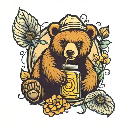 honey bear bottle tattoo design idea