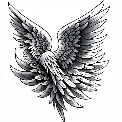Full left side back tattoo of an angel wing tattoo design idea