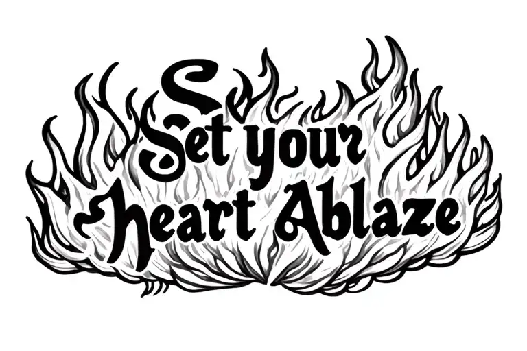"Set your heart ablaze" Small flames around it. tattoo design idea