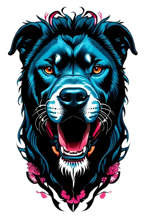 pitbull and lion head tattoo tattoo design idea