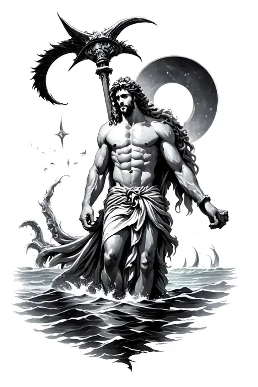 poseidon in atlantis tattoo design tattoo design idea