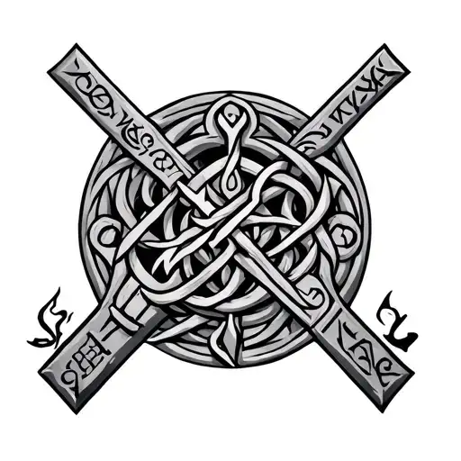 Norse protection sigil incorporating runes intertwined tattoo design idea