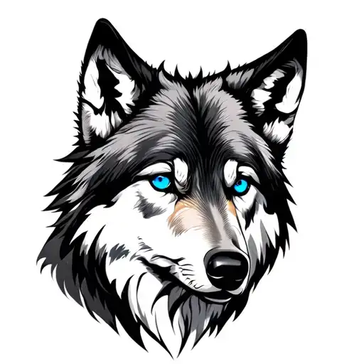 wolf with blue eyes tattoo design idea