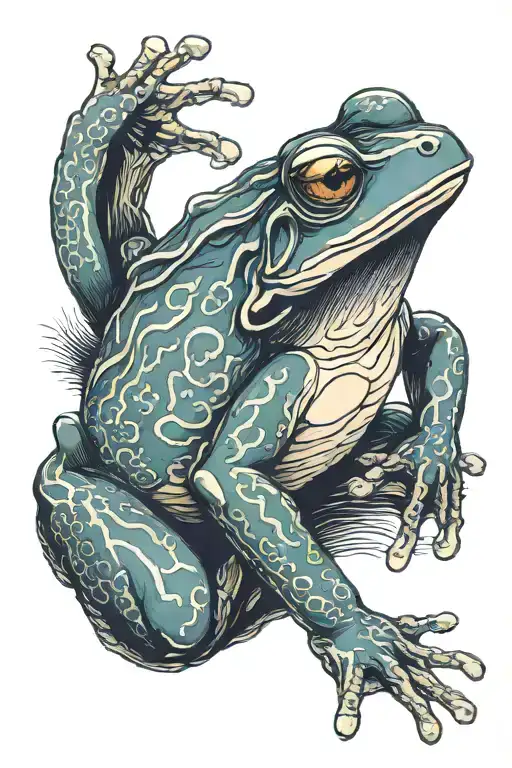 Japanese frog sitting tattoo design idea