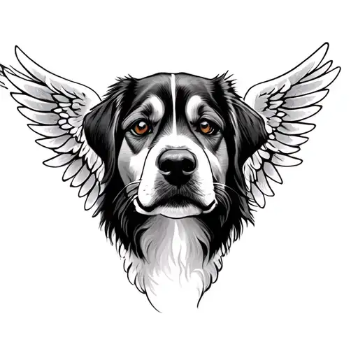 Dog nose print with angel wings  tattoo design idea