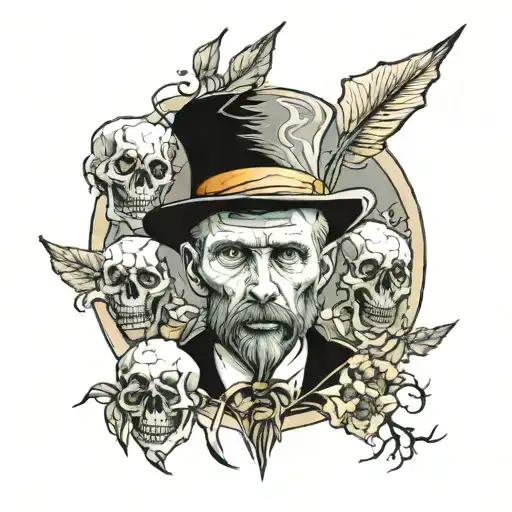 macabre and van gogh tattoo design idea