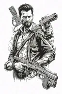 Max Payne surrounded tattoo design idea