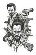 Max Payne surrounded tattoo design idea