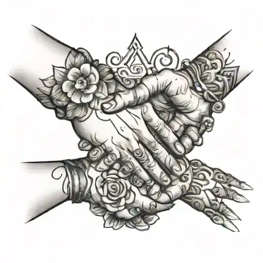 a dozen people shaking hands tattoo design idea
