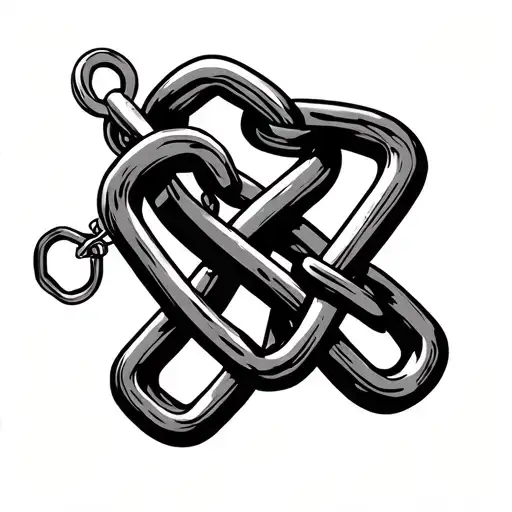 An abstract design of intertwined chains and locks, representing the bondage and control in a femdom relationship tattoo design idea