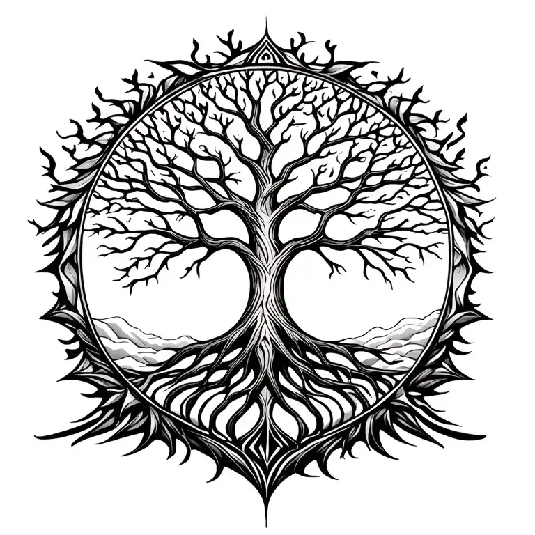 tree of life intertwined tattoo design idea