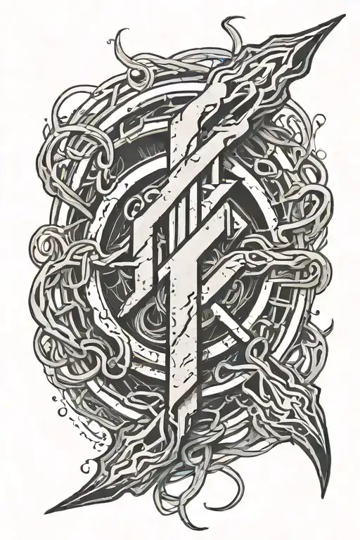 Design a tattoo of the Foo Fighters logo intertwined with a fiber optic cable tattoo design idea