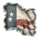 wavy texas flag through torn skin tattoo design idea