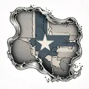 wavy texas flag through torn skin tattoo design idea