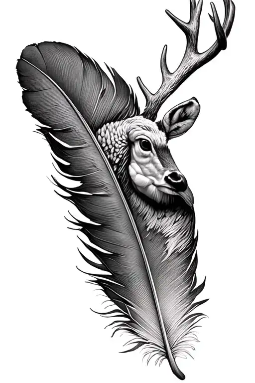 turkey feather with deer inside feather feather feather tattoo design idea