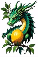 dragon in a lemon tree intertwined tattoo design idea