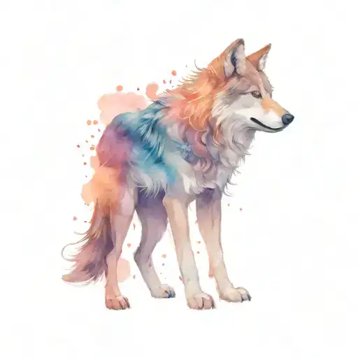 wolf doing yoga pose tattoo design idea