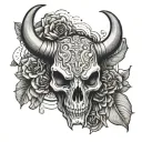 taurus, skull, stitch pattern tattoo design idea