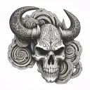 taurus, skull, stitch pattern tattoo design idea