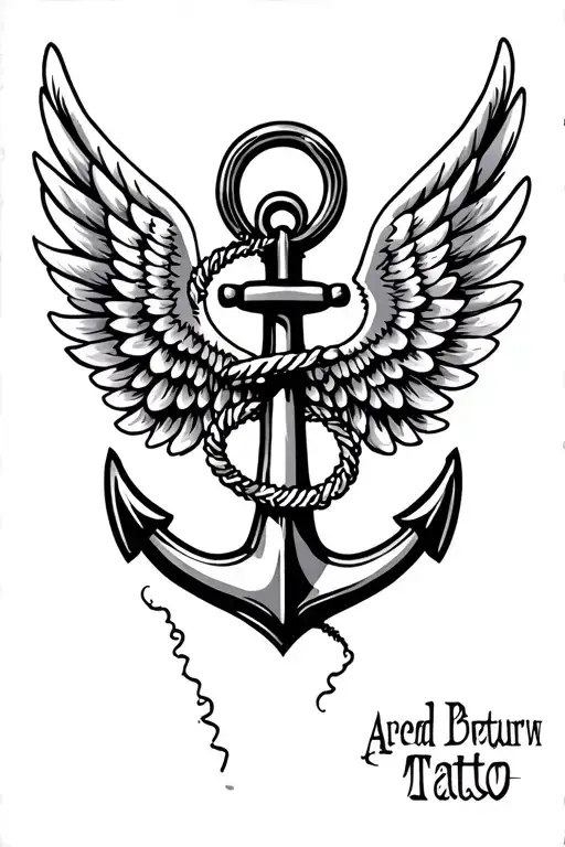 anchor and wings spread wide tattoo design idea