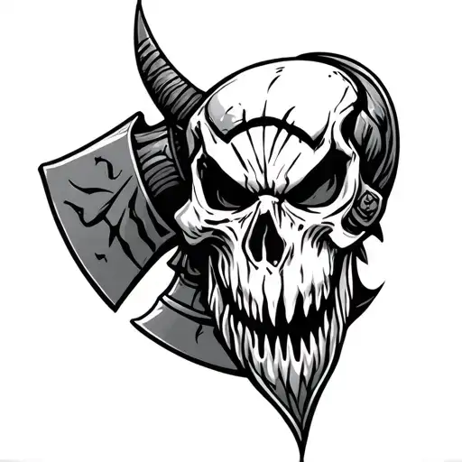 Viking skull axe inspired by venom tattoo design idea