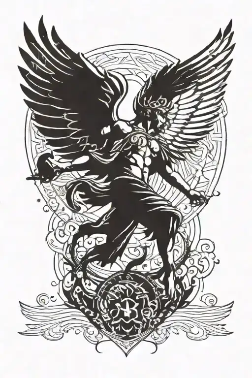 story of icarus falling from the sky tattoo design idea