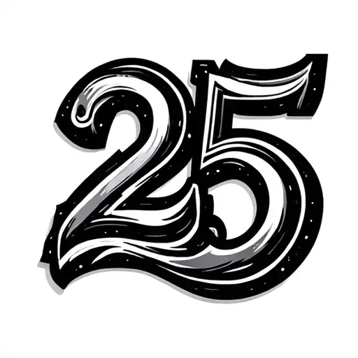 25 and 5 that represent my siblings. make it minimalistic and just the numbers with a cool design tattoo design idea