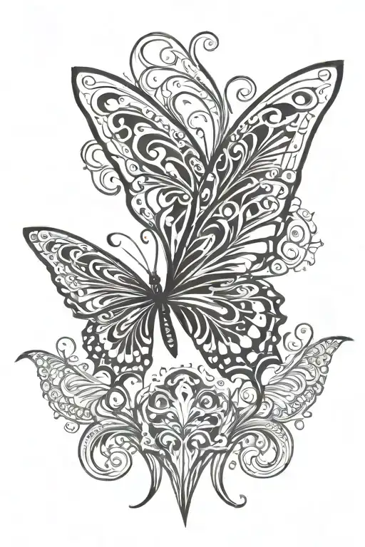 tribal butterfly wing spread his wings tattoo design idea