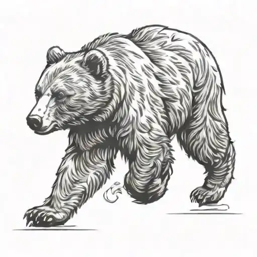bear walking tattoo design idea