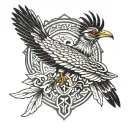 new mexico zia symbol, roadrunner with bull skull surrounded tattoo design idea