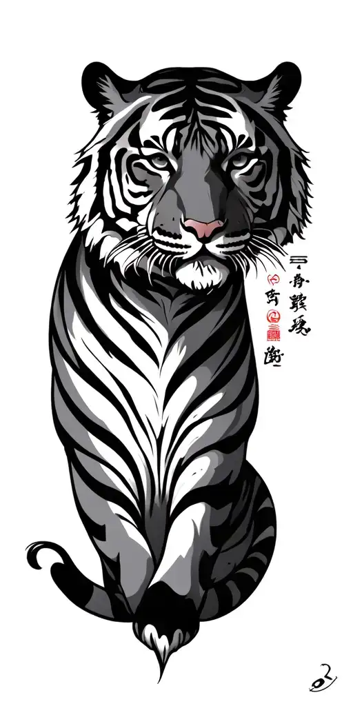 zodiac sign cancer and year of tiger surrounded tattoo design idea