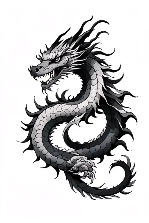 Korean dragon wrapped tattoo design idea