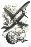 Incorporate the names; Karin, Jacob, Ethan, Nathan. Irish heritage. Plane. Earth tattoo design idea