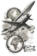 Incorporate the names; Karin, Jacob, Ethan, Nathan. Irish heritage. Plane. Earth tattoo design idea