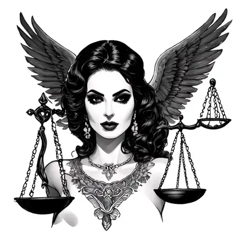 lady justice  with dita von teese tattoo design idea