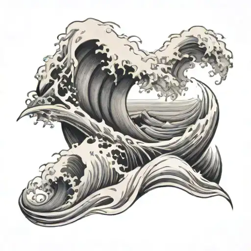 Tsunami tattoo design idea