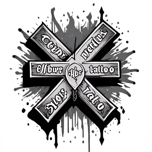 Cross With Words tattoo design idea