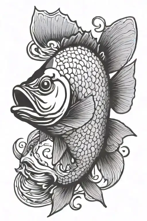 bass fish tattoo design idea