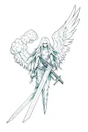 sephiroth wing with cloud's buster sword tattoo design idea