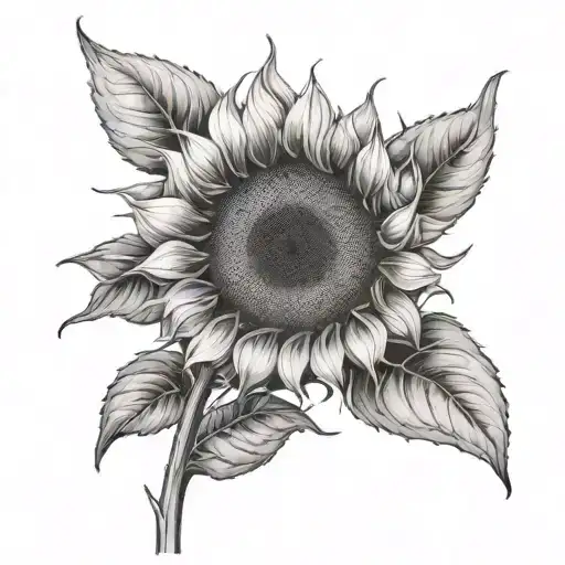 sunflower with adele in the stem tattoo design idea