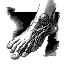 foot bio mechanical tattoo design idea