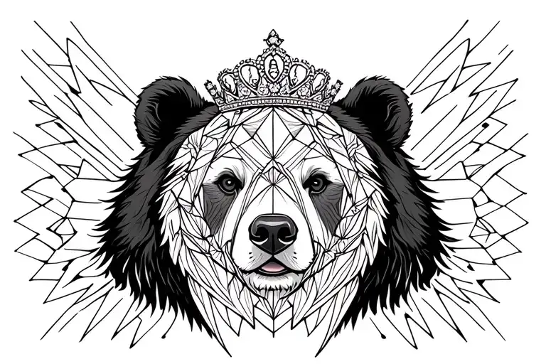 bear with tiara tattoo design idea