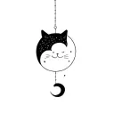 Moon cat upside down tattoo design idea