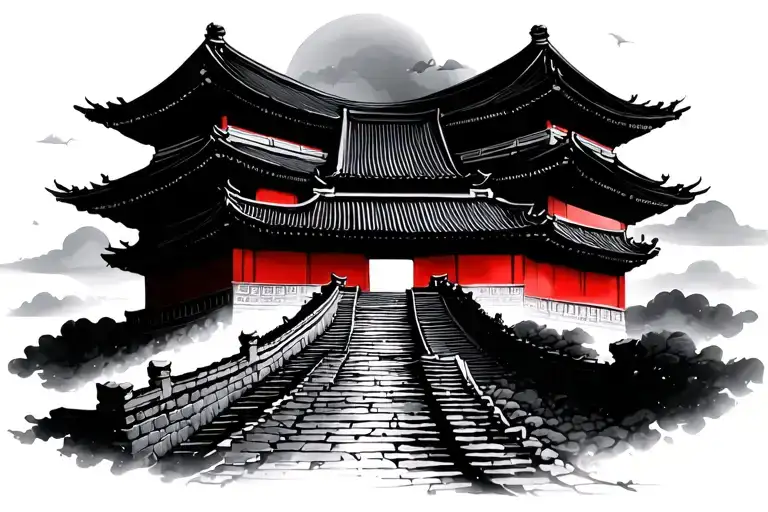 great wall china : : black tattoo design idea